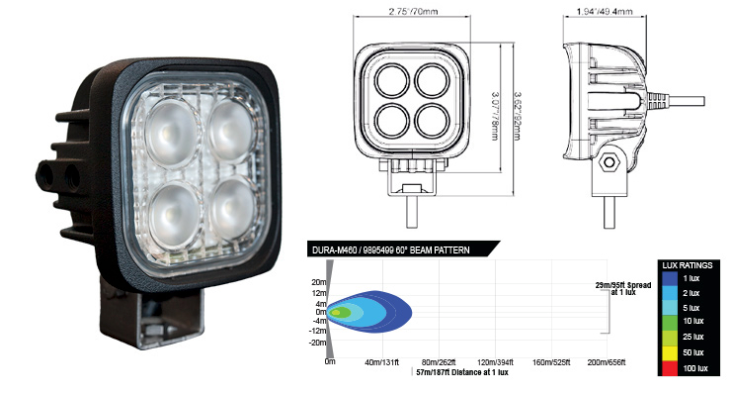 Phare de recul DURALUX MINI 4 LED Work Light 12W