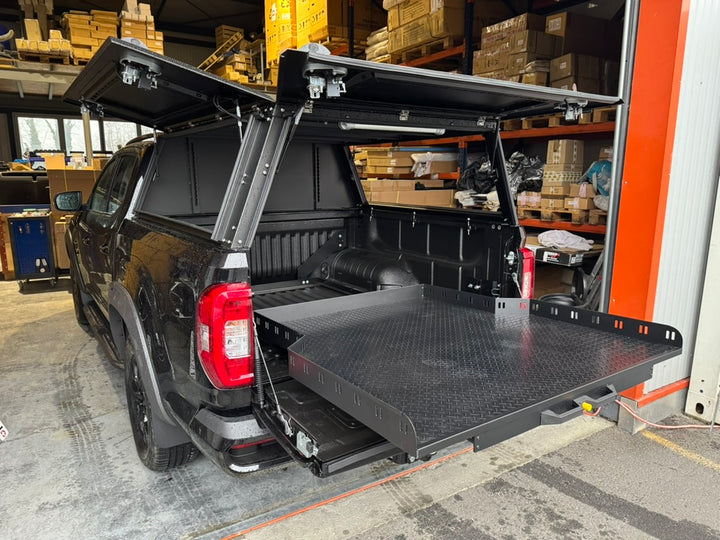 Half Sliding Top + Double Stacked Aluminum Drawers