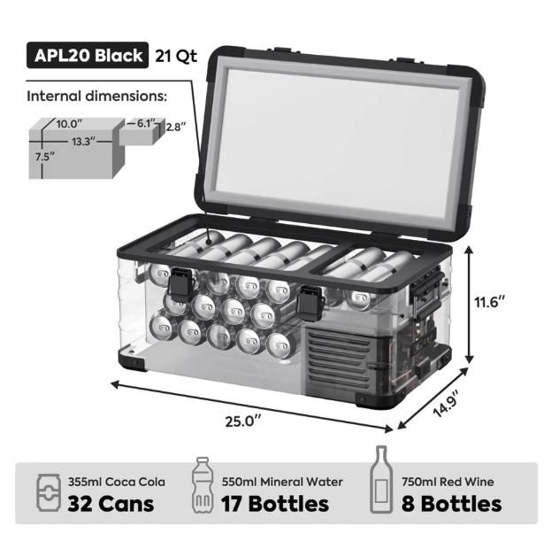 Réfrigérateur/Congélateur ICECO APL20 20L Silver - Portable & Connecté