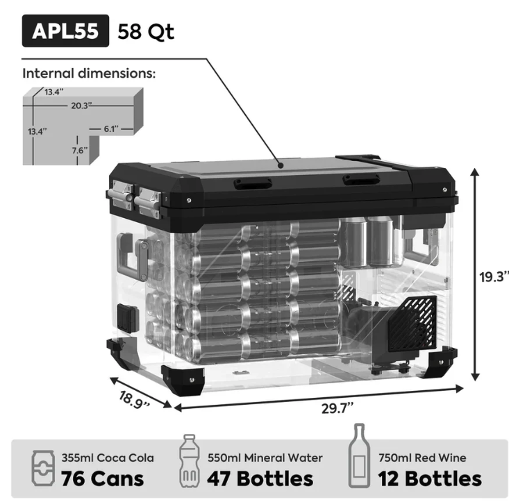 ICECO 55 Refrigerateur/Congélateur 55L ( Double Compartiments réglable) - Silver