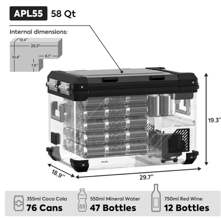 ICECO 55 Refrigerateur/Congélateur 55L ( Double Compartiments réglable) - Silver
