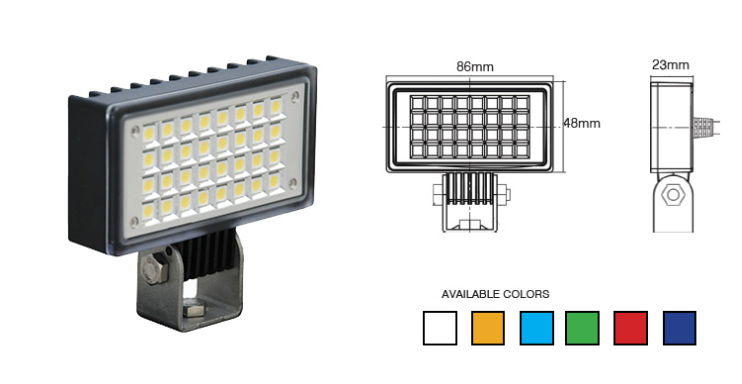 Rechteckiger Rückfahrscheinwerfer 32 LEDs 