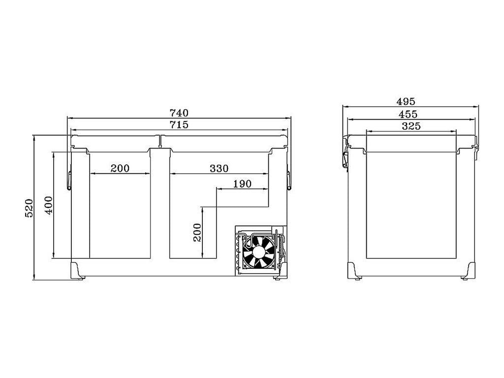 SNOMASTER-Kühlschrank (Serie „Classic“) mit Doppelfächern von 26 l + 30 l